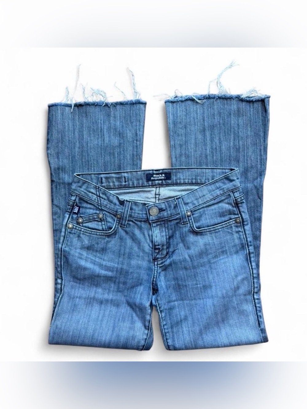 Rock & Republic Light Blue Frayed Hem Ankle Jeans women’s size 26